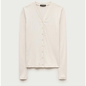 J. Crew Lightweight rib high V-neck cardigan top in cream NWT Size Medium